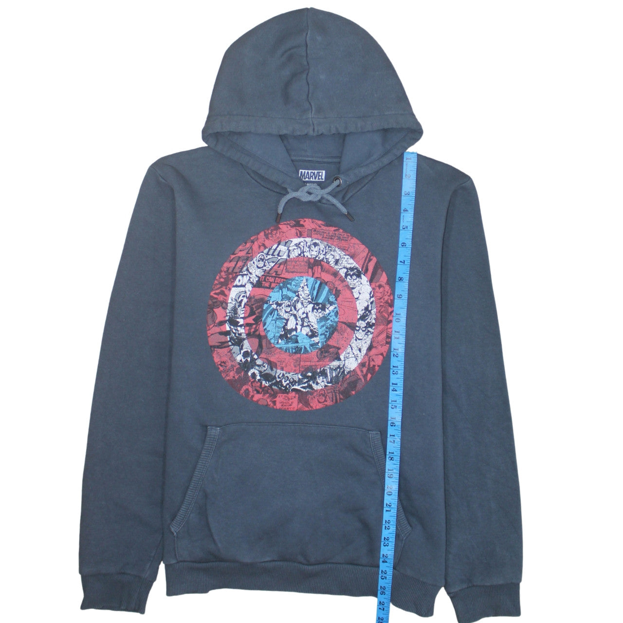 Marvel Next Men’s Blue Captain America Pullover Hoodie L Regular Fit