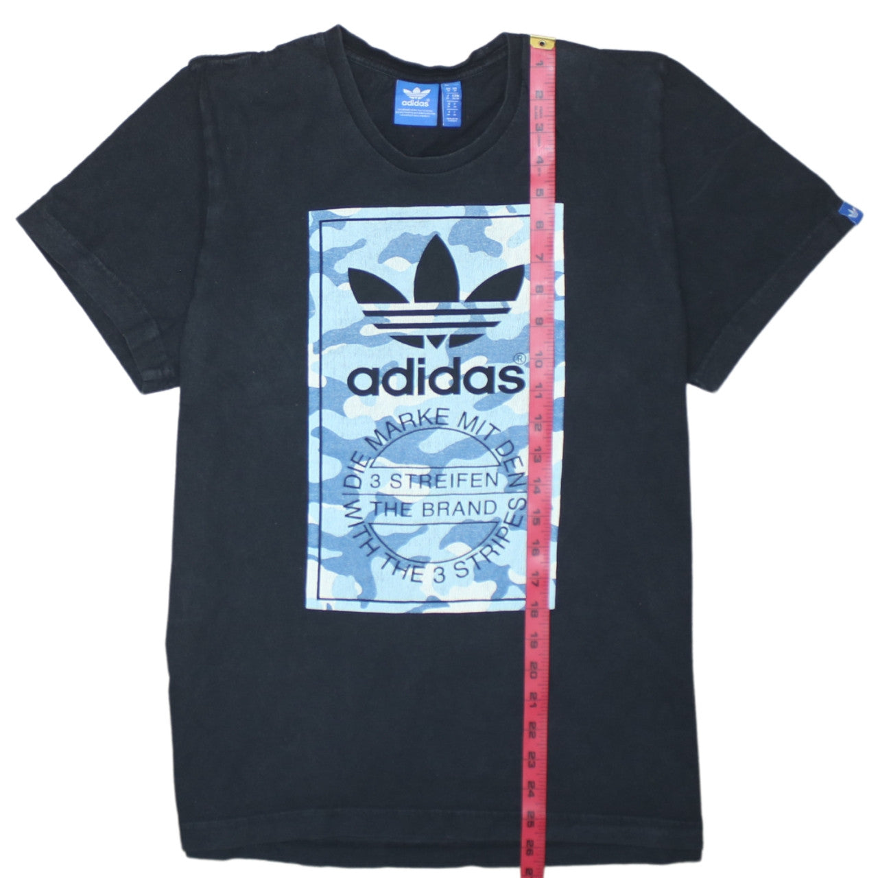 Adidas Men's Black Blue Camouflage Logo Graphic T-Shirt Size M