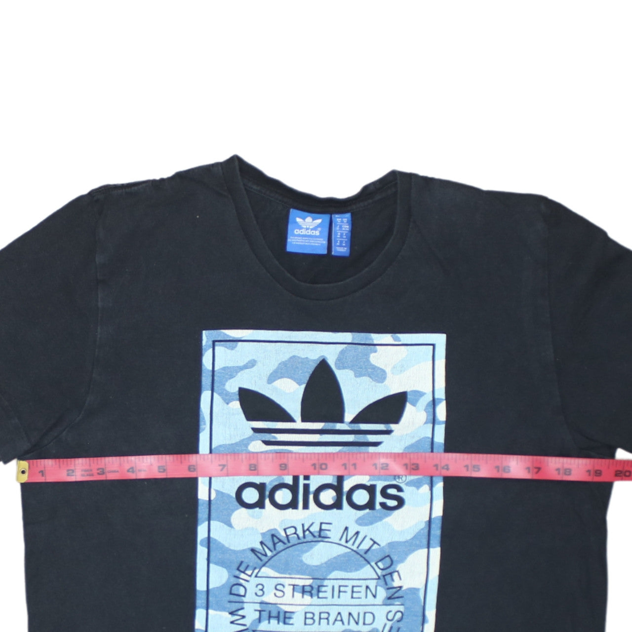 Adidas Men's Black Blue Camouflage Logo Graphic T-Shirt Size M