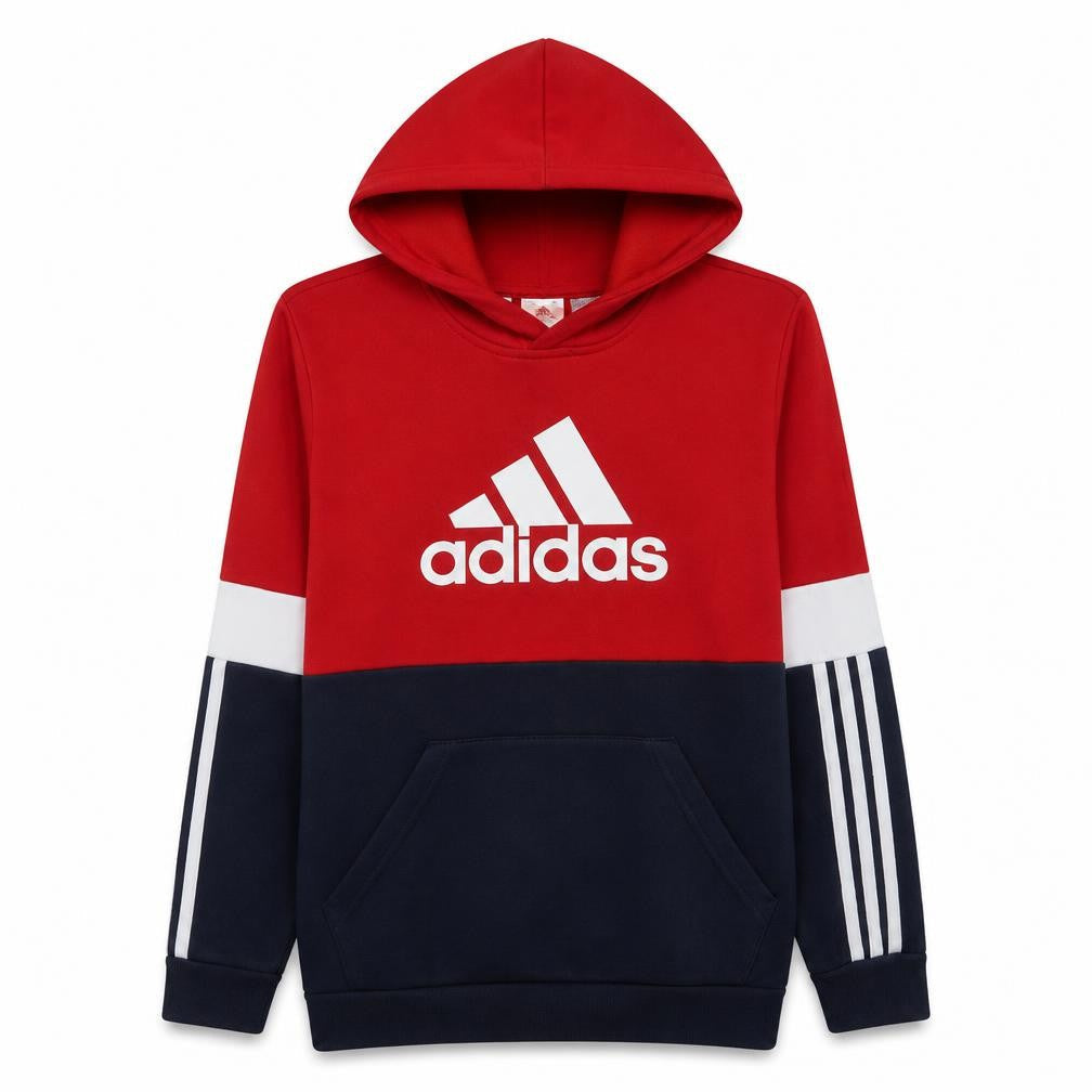 Adidas Boys Red & Navy Colourblock Pullover Hoodie 15-16 Years