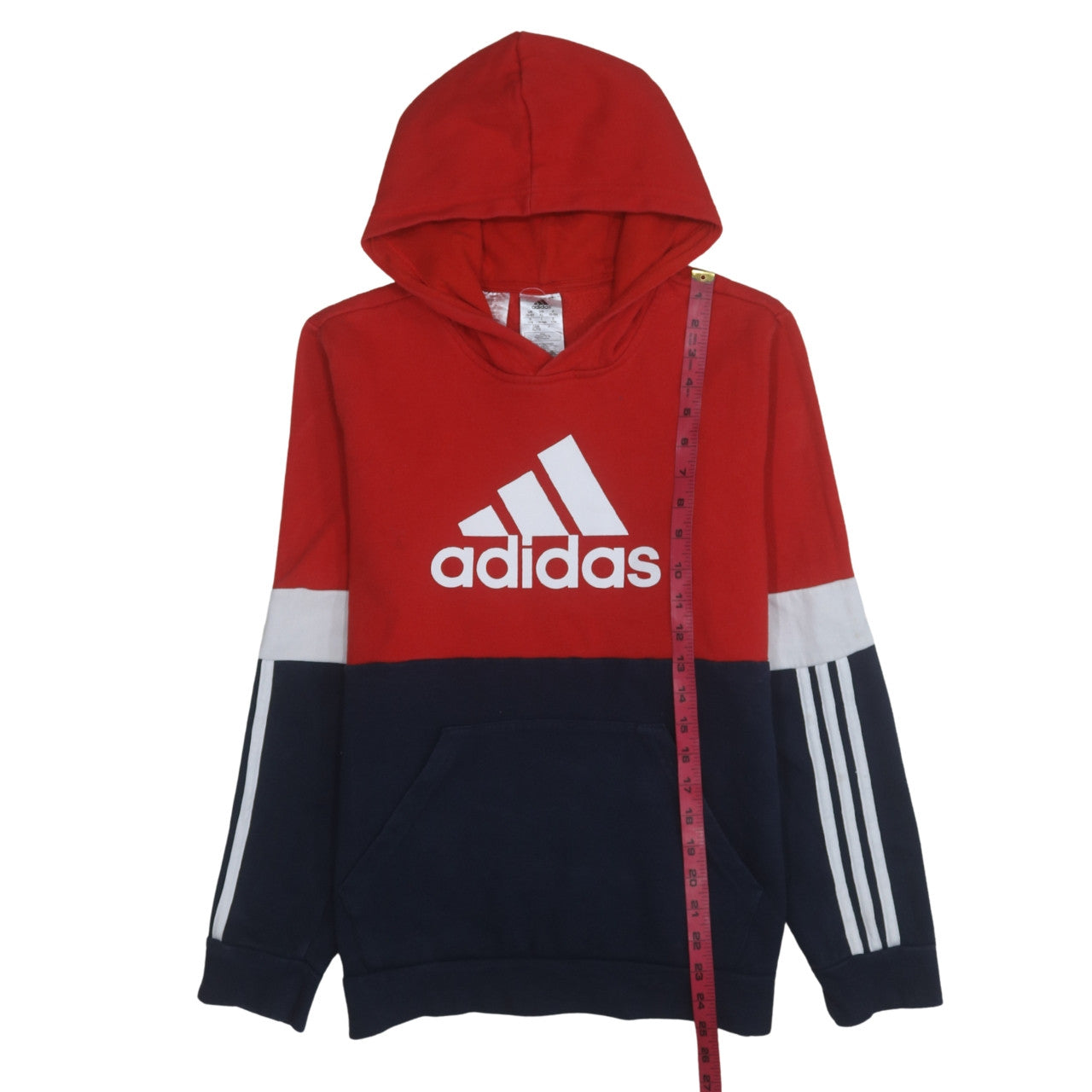 Adidas Boys Red & Navy Colourblock Pullover Hoodie 15-16 Years