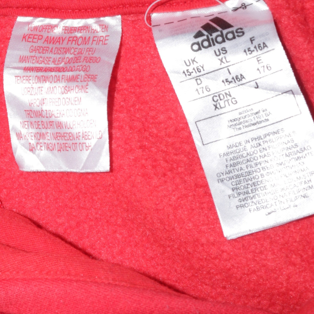 Adidas Boys Red & Navy Colourblock Pullover Hoodie 15-16 Years