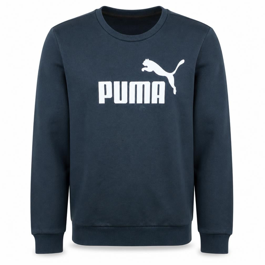Puma Men's Blue Crew Neck Logo Pullover Sweatshirt Size S