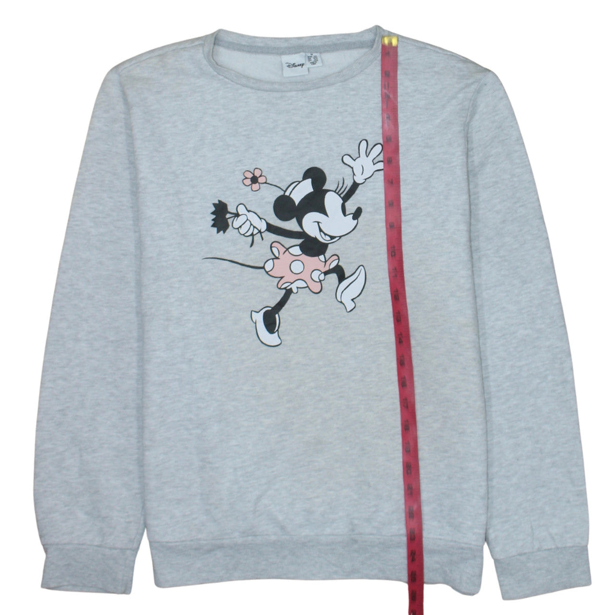 Back view of Disney women’s grey minnie mouse sweatshirt m crew neck pullover