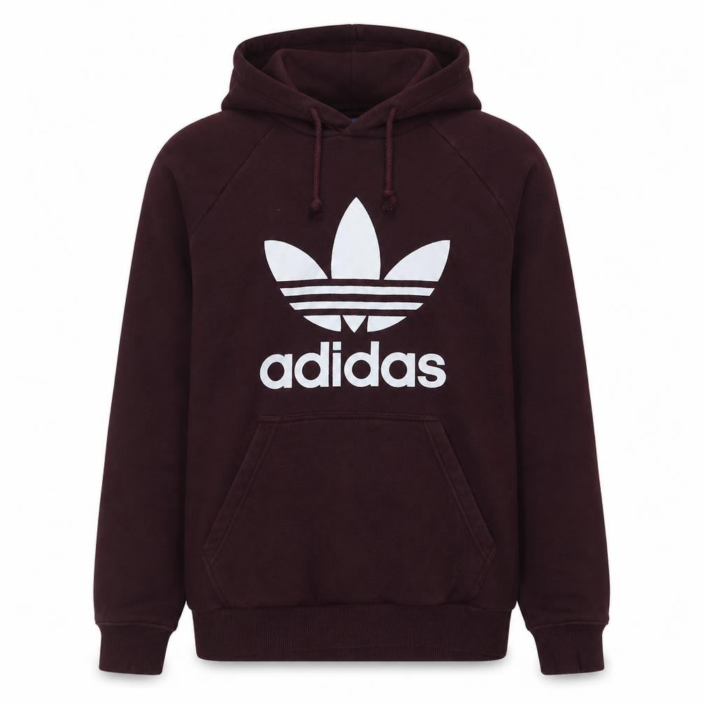 Adidas Men's Brown Pullover Hoodie L Regular Fit Graphic Logo Sweatshirt