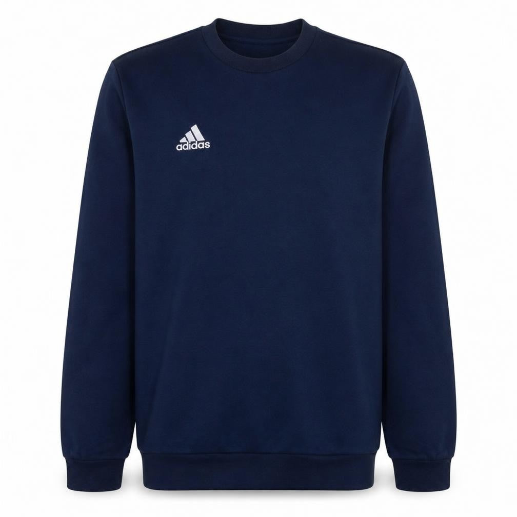 Front view of Adidas Men's Blue Crew Neck Pullover Sweatshirt, size S