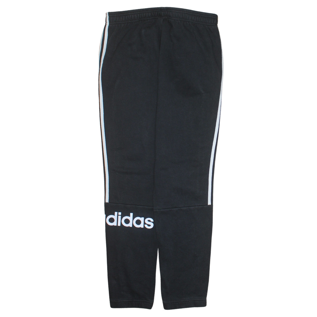 Adidas Mens Black Track Pants M Elastic Waist Tapered Sports Trousers