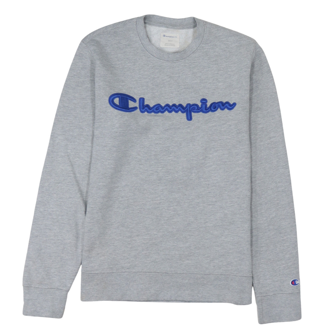 Champion Men's Grey Small Pullover Sweatshirt Crew Neck Embroidered Logo