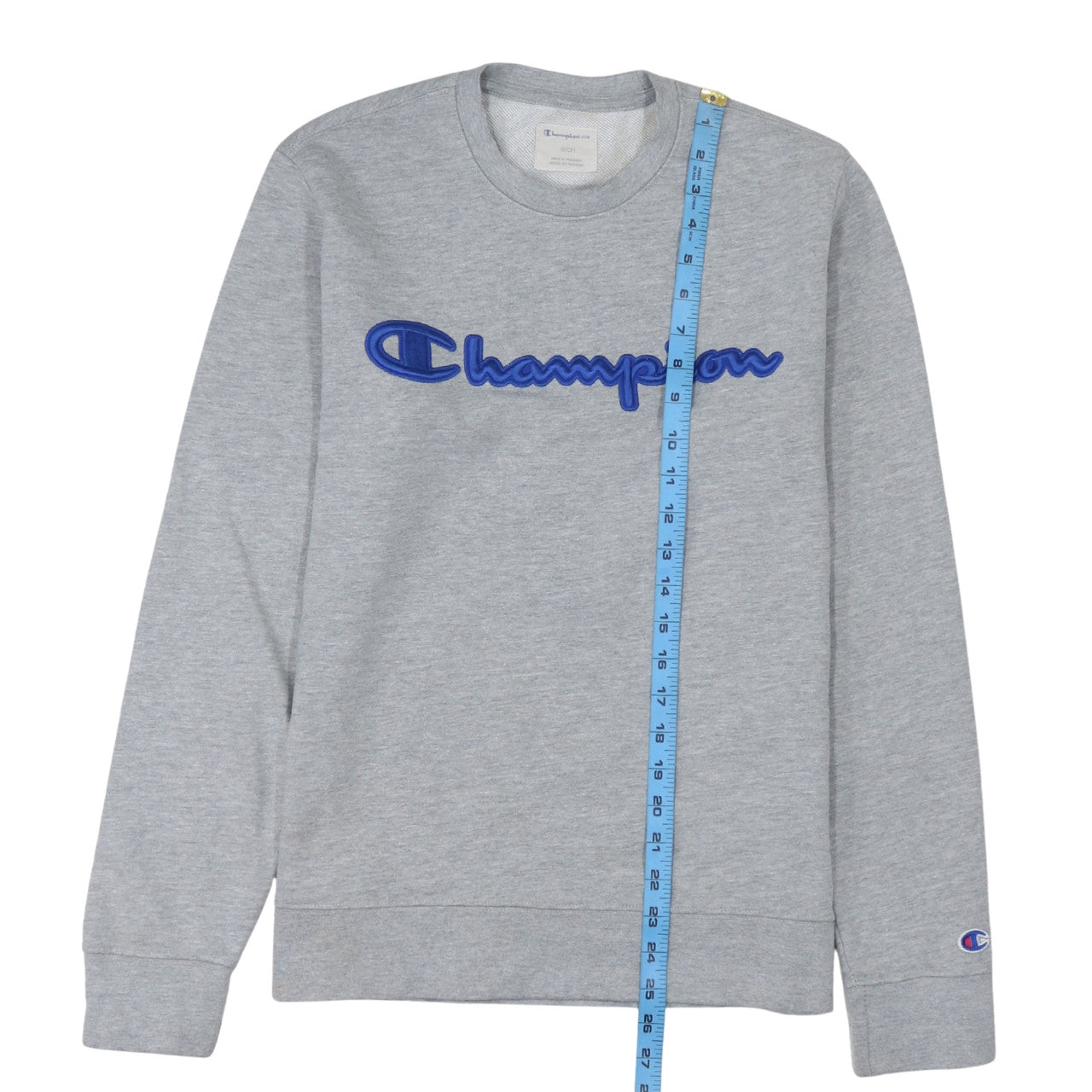 Champion Men's Grey Small Pullover Sweatshirt Crew Neck Embroidered Logo