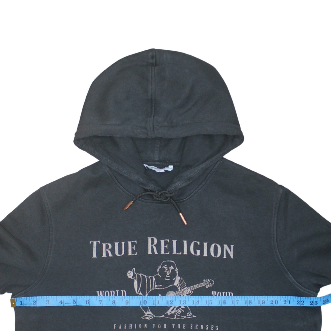 True Religion Men's Black L Pullover Hoodie Graphic Print Fleece