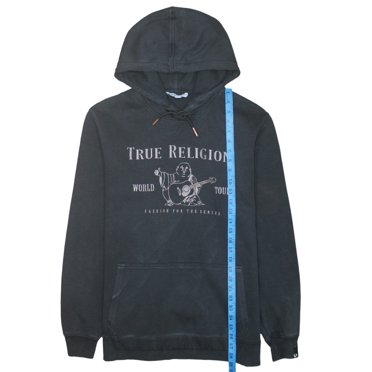 True Religion Men's Black L Pullover Hoodie Graphic Print Fleece