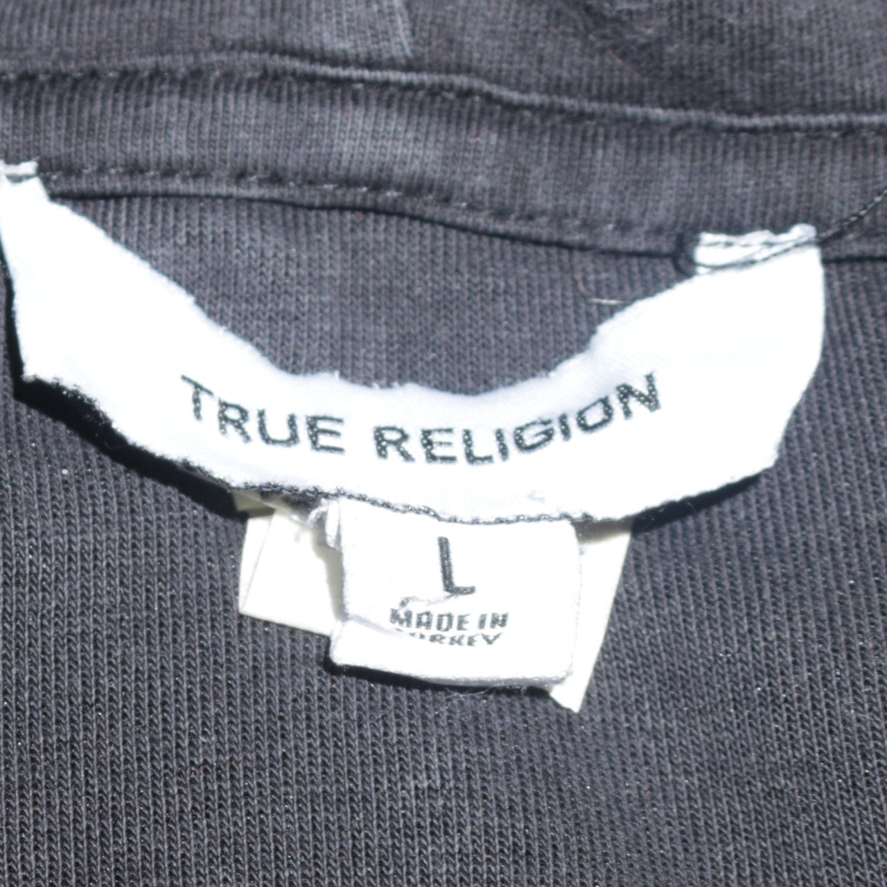 True Religion Men's Black L Pullover Hoodie Graphic Print Fleece