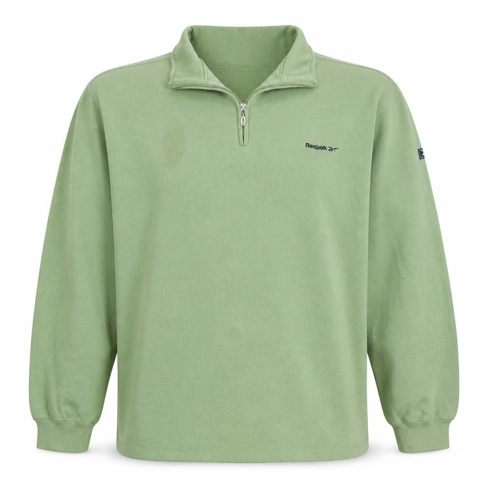 Reebok Men's Green L 1/4 Zip Fleece Pullover Sweatshirt