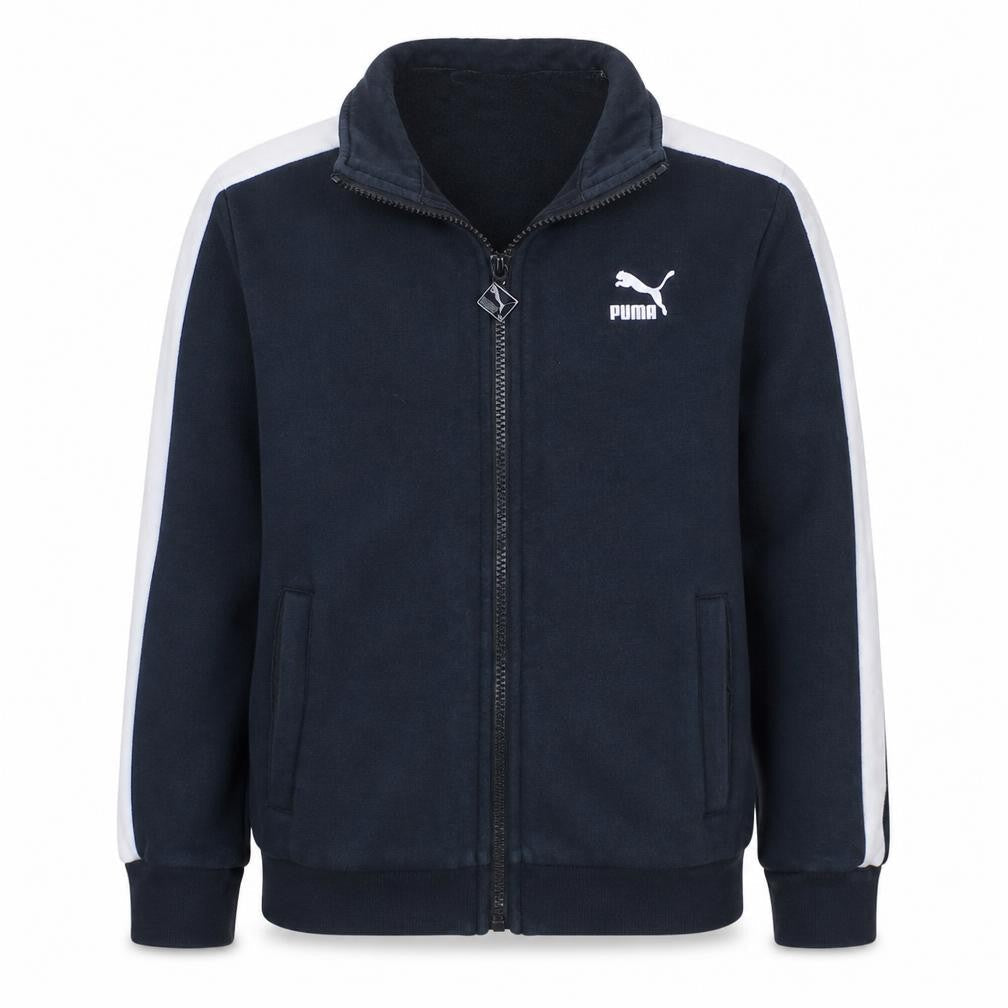 Front view of Puma boys’ black full zip fleece sweatshirt 11-12 years track top