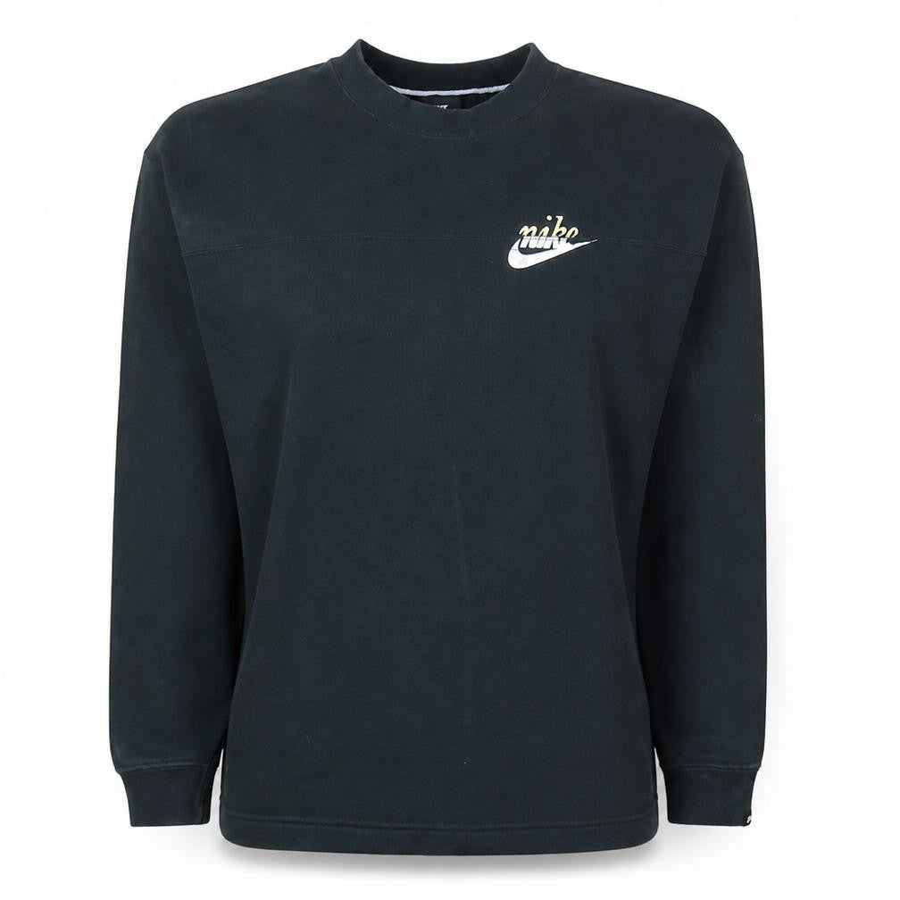 Nike Womens Black S Pullover Sweatshirt Logo Cotton Blend