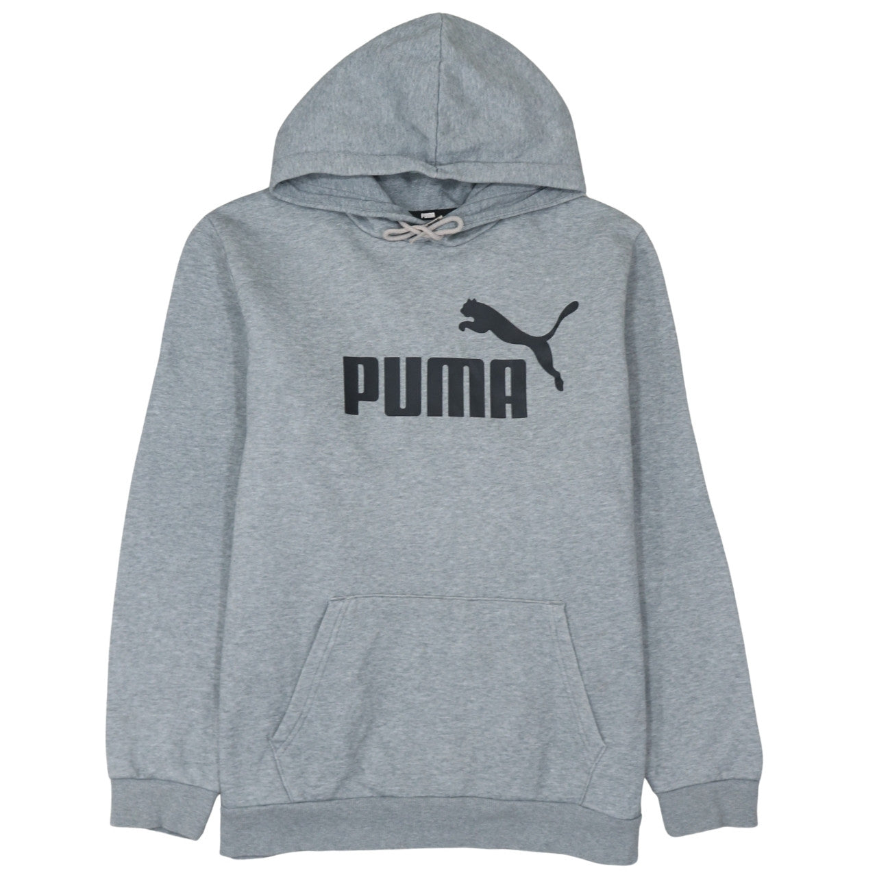 Puma Men's Grey Pullover Hoodie L Graphic Logo Fleece Sweatshirt