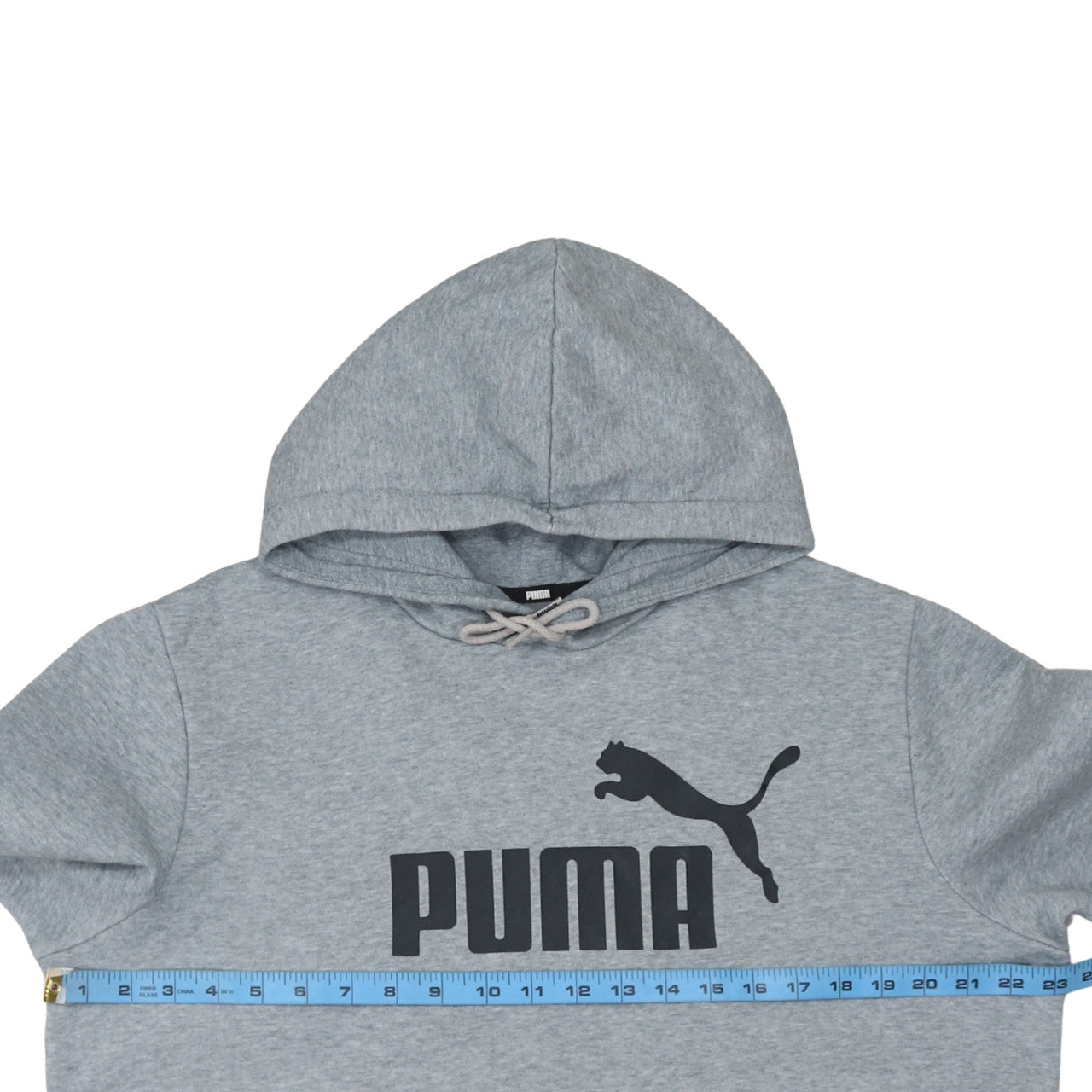 Puma Men's Grey Pullover Hoodie L Graphic Logo Fleece Sweatshirt