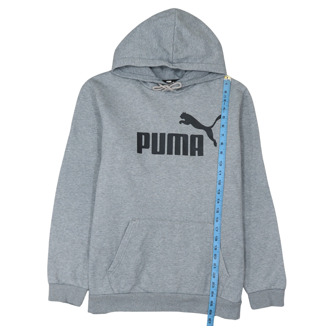 Puma Men's Grey Pullover Hoodie L Graphic Logo Fleece Sweatshirt