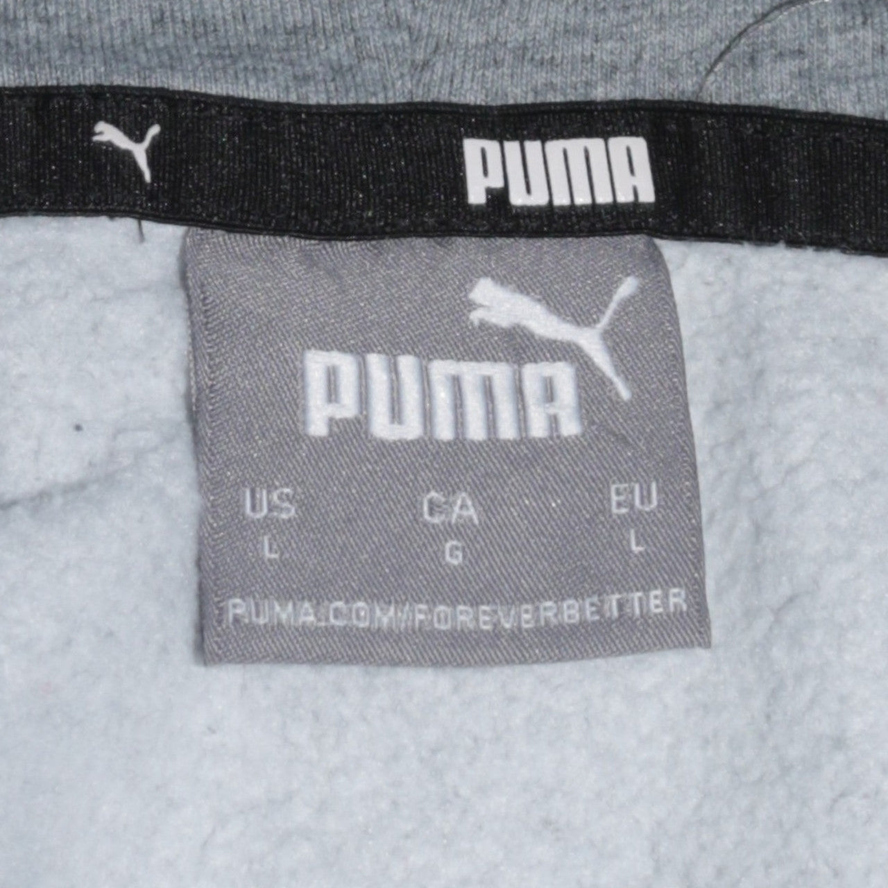 Puma Men's Grey Pullover Hoodie L Graphic Logo Fleece Sweatshirt