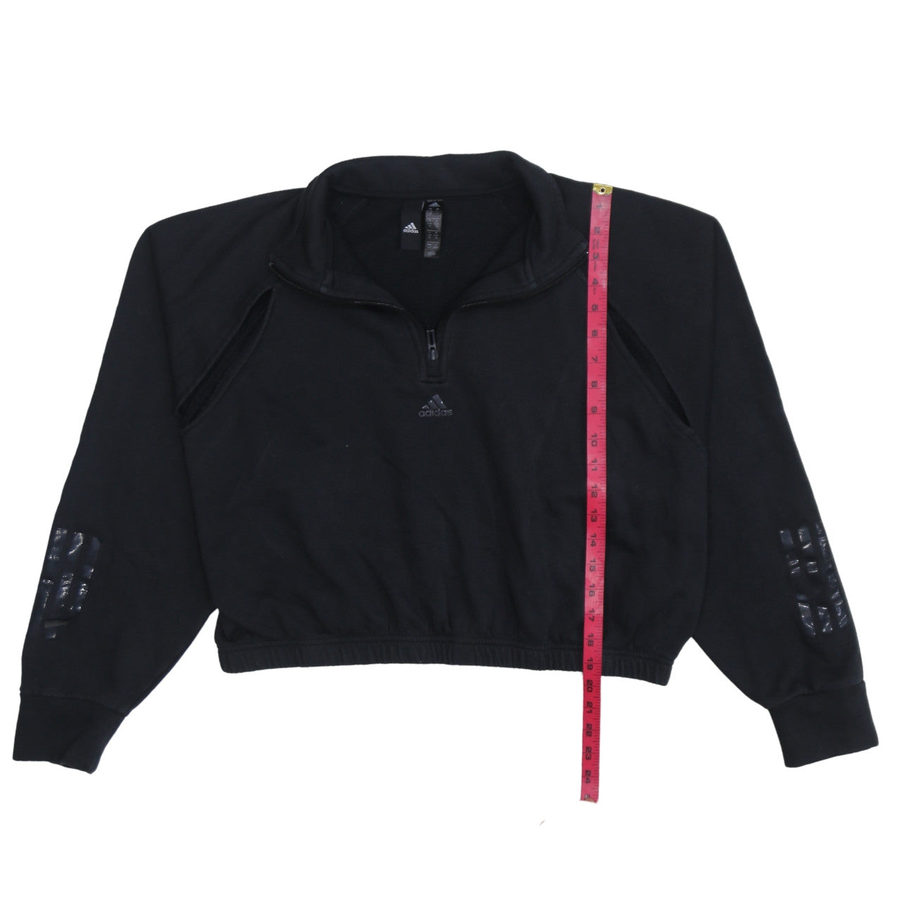 Adidas Women Black 1/4 Zip Pullover Sweatshirt UK 16-18 Activewear