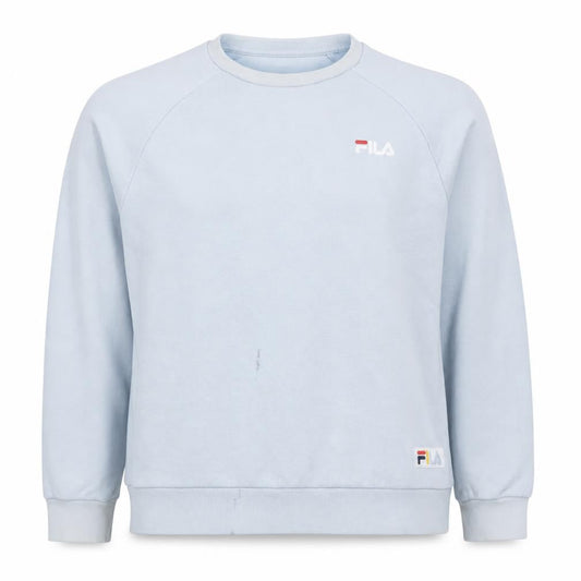 FILA Women Light Blue Crew Neck Sweatshirt Size L Cotton Blend Logo