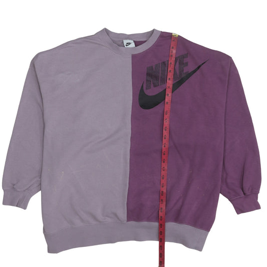 Nike Womens Purple Two Tone Crew Neck Pullover Sweatshirt Size S
