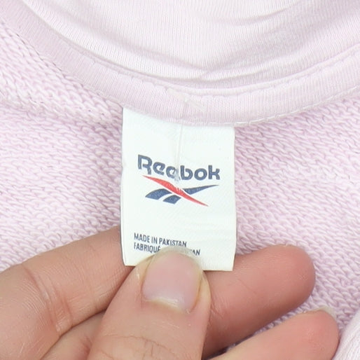 Reebok Womens Pink Pullover Hoodie Medium Cotton Logo Sweatshirt