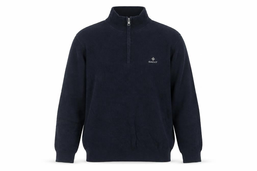 GANT Men's Blue Cotton 1/2 Zip High Neck Jumper XL