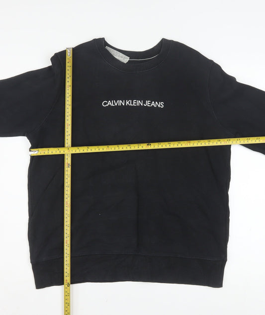 Calvin Klein Jeans Men's Black Logo Crew Neck Sweatshirt Size L
