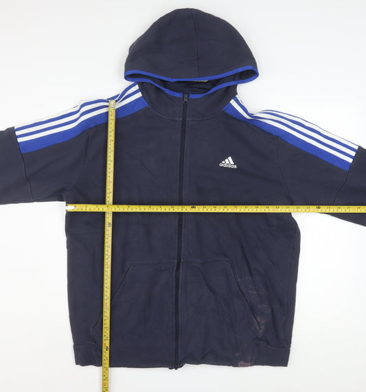 Adidas Men's Blue Full Zip Hoodie L Sports Fleece Jacket
