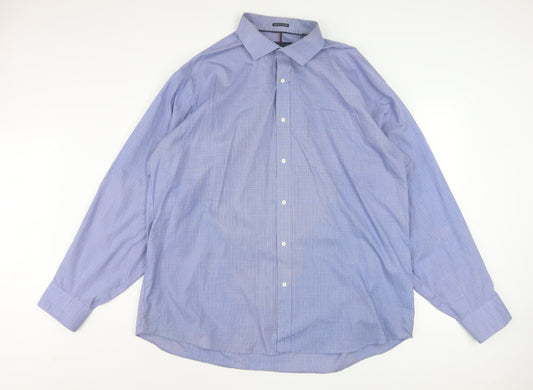 Tommy Hilfiger Men's Blue Check Regular Fit 2XL Long Sleeve Shirt