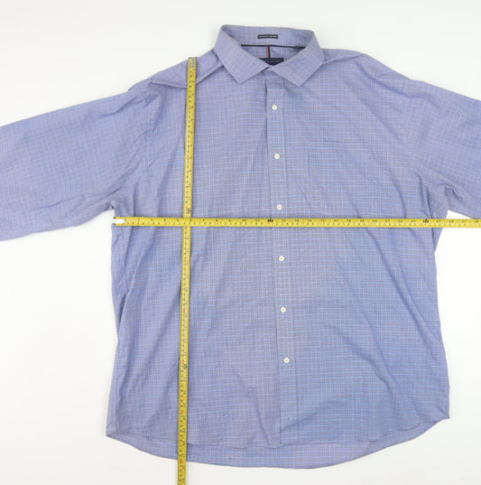 Tommy Hilfiger Men's Blue Check Regular Fit 2XL Long Sleeve Shirt