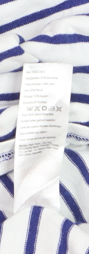 Joules Women’s Blue White Striped Long Sleeve Cotton Top UK10