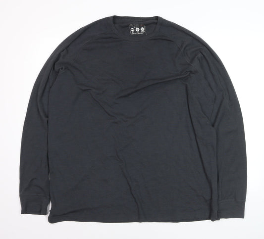 Mountain Warehouse Men’s Black 3XL Long Sleeve Merino Wool Top