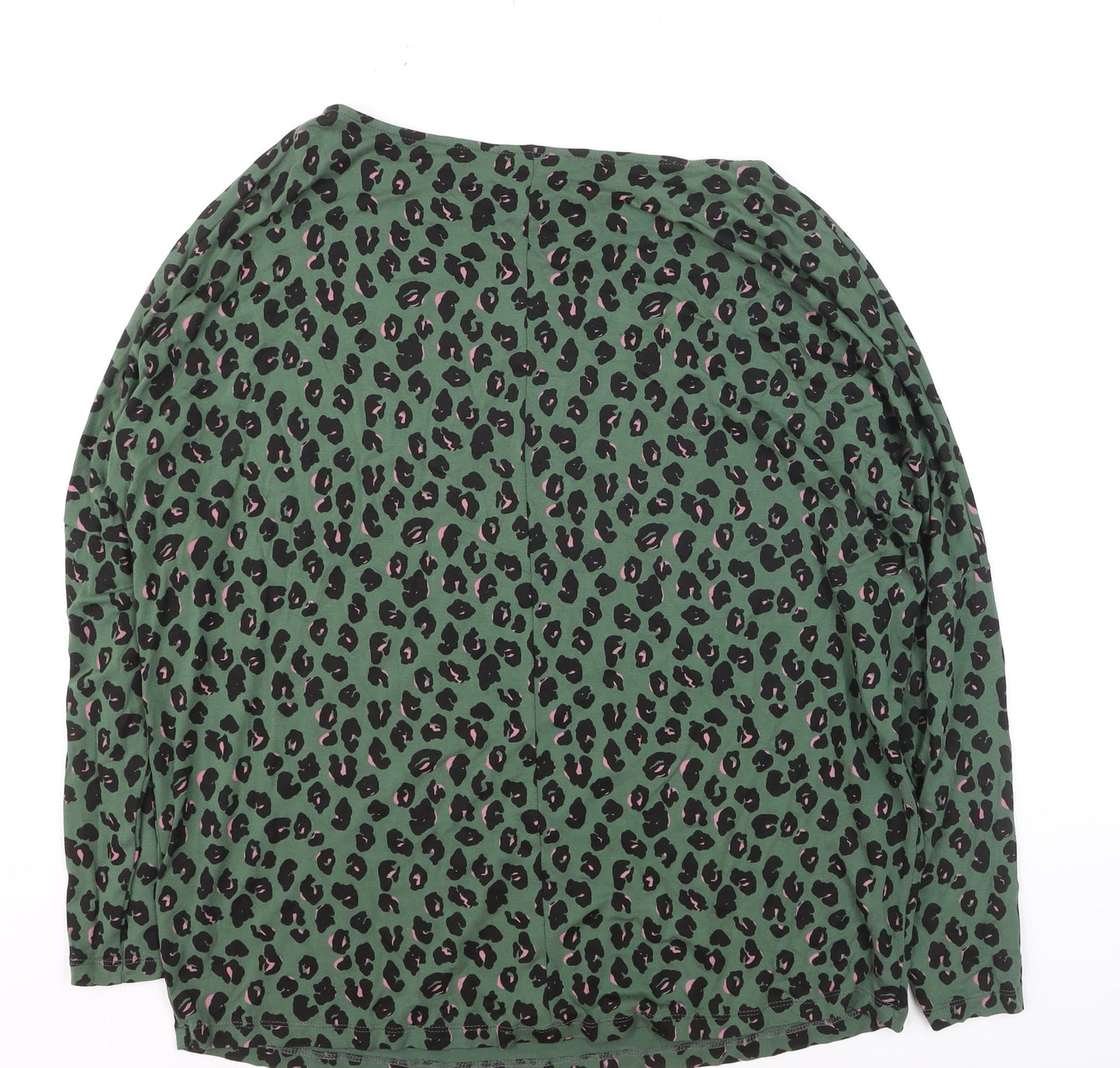 Next Womens Green Leopard Print Long Sleeve Jersey Top Size 16