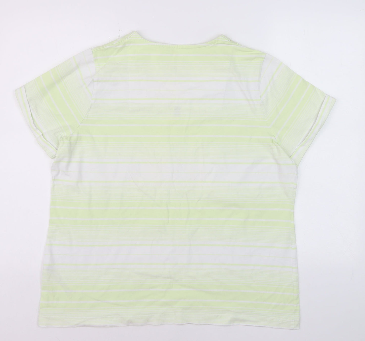 Dash Women's Green Striped Square Neck T-Shirt Size 20