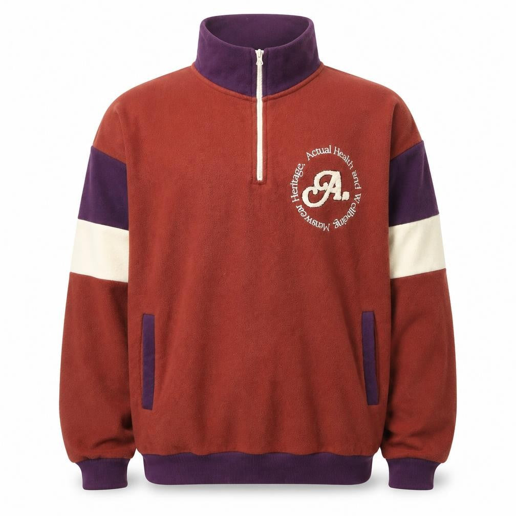 ASOS DESIGN Men's Brown Fleece 1/4 Zip Sweatshirt Size L