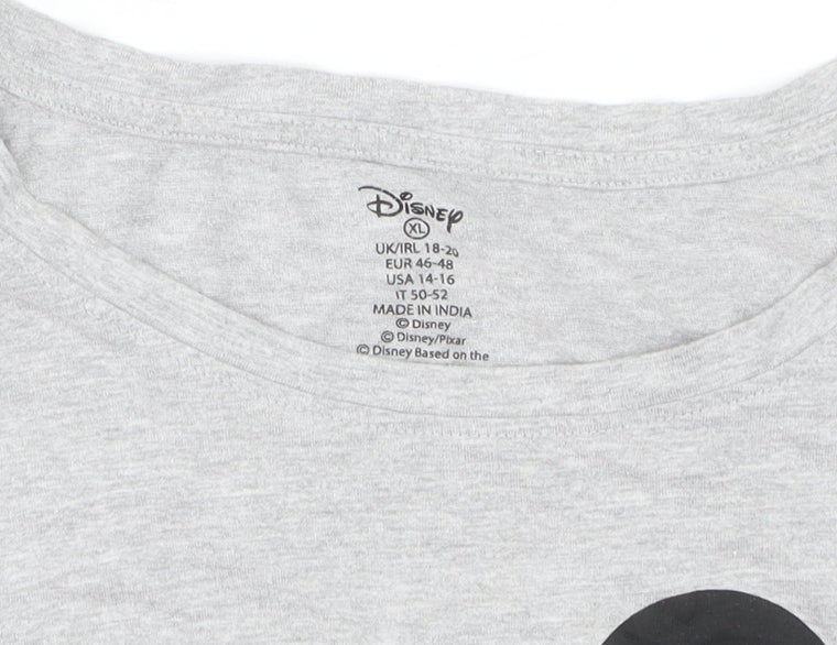 Disney Women's Grey Mickey Mouse Graphic T-Shirt XL Casual Cotton Top