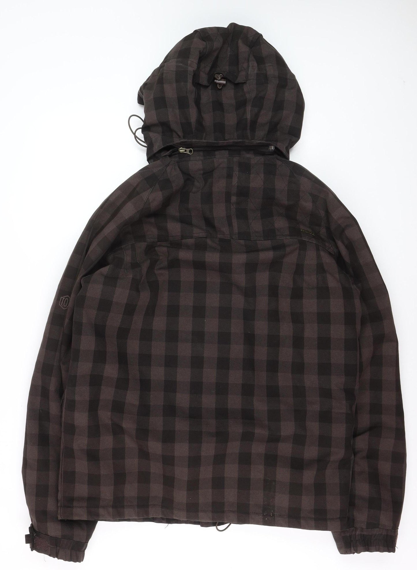 Animal Men Brown Check Hooded Parka Jacket Size M Water Resistant