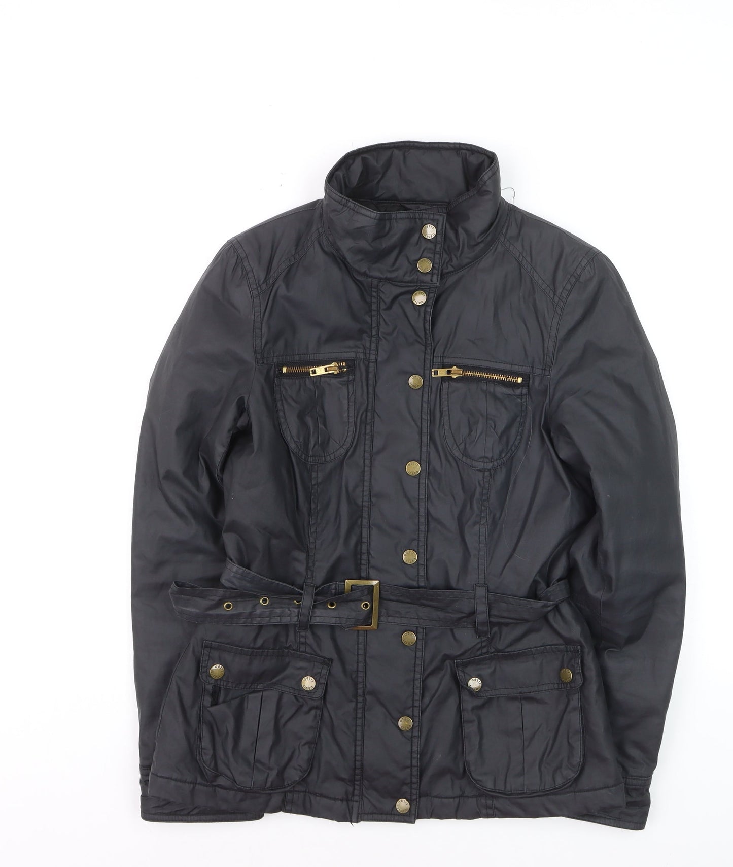 Oasis Women's Black Belted Military Jacket Size S