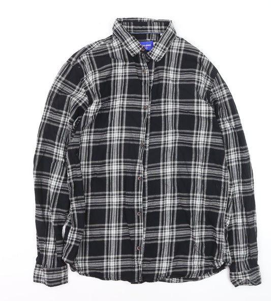 Jack & Jones Men's Black Check Cotton Long Sleeve Shirt L