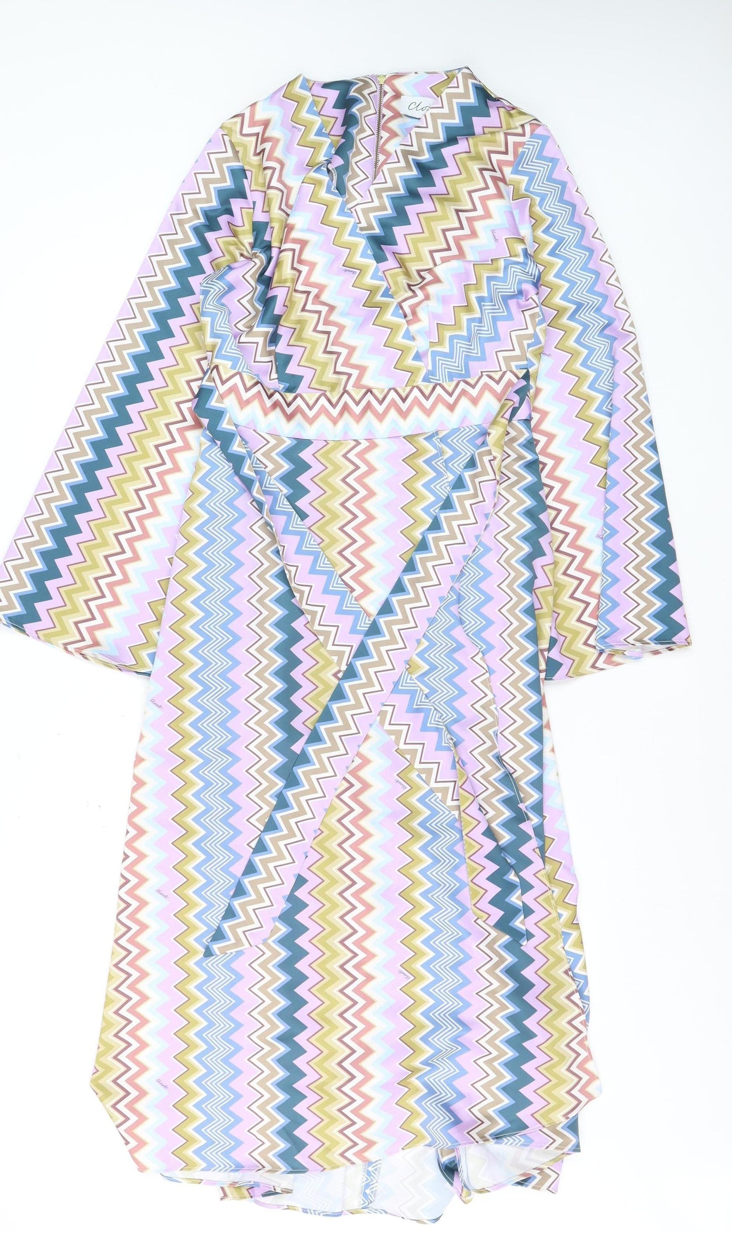 Closet London Women’s Multicoloured Chevron Midi Wrap Dress Size 10