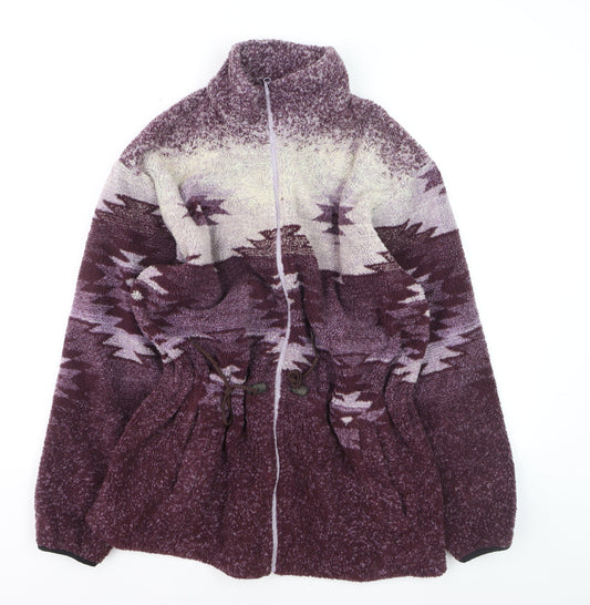 Cabela's Womens Purple Fleece Jacket M Regular Geometric Pattern Zip