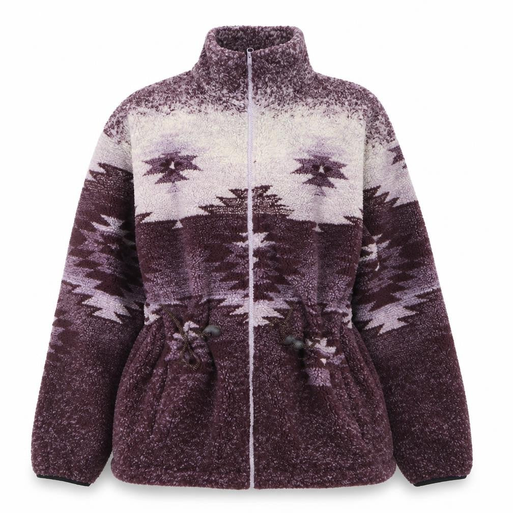 Cabela's Womens Purple Fleece Jacket M Regular Geometric Pattern Zip