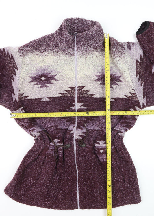 Cabela's Womens Purple Fleece Jacket M Regular Geometric Pattern Zip