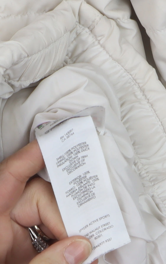 Spyder Women's Ivory Puffer Jacket L Lightweight Down Insulated