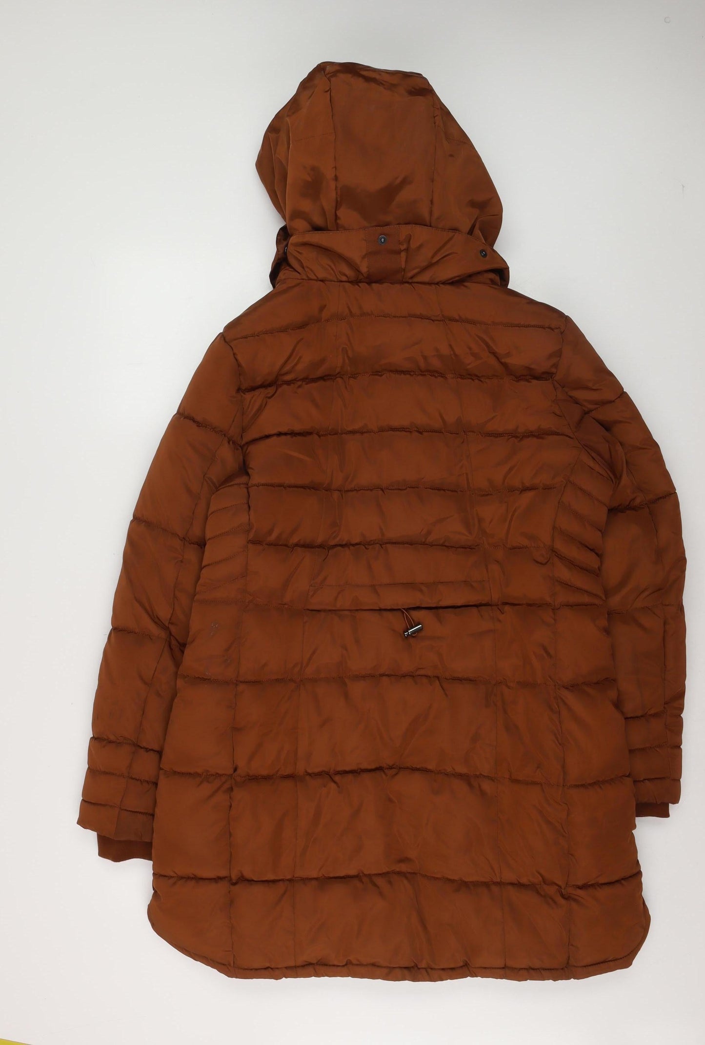Next Women Brown Long Puffer Coat Hooded Size 16 Winter Jacket