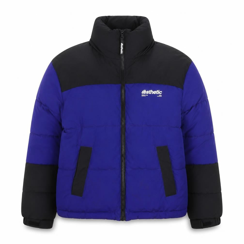 River Island Men's Blue Black Puffer Jacket Size S Winter Casual