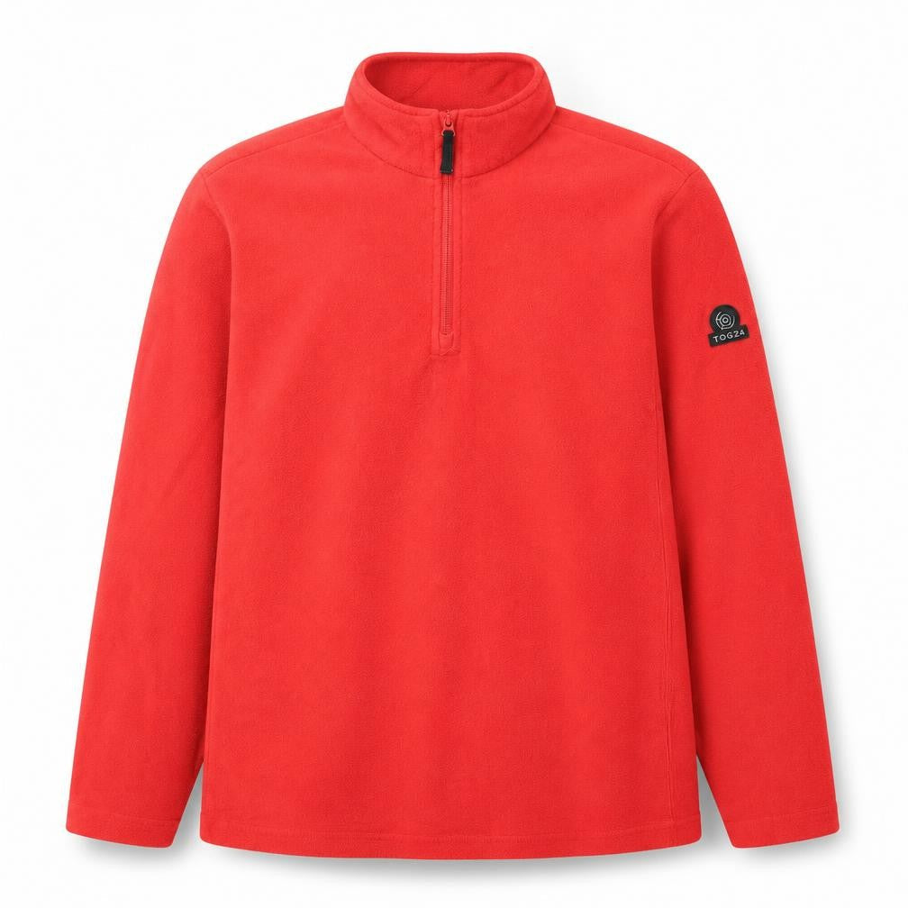 TOG24 Men's Red Fleece 1/4 Zip Pullover Sweatshirt L