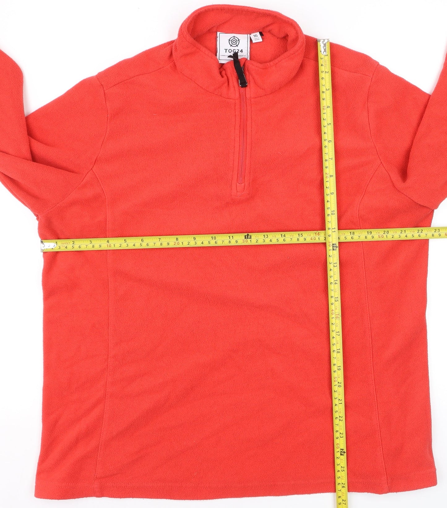 TOG24 Men's Red Fleece 1/4 Zip Pullover Sweatshirt L